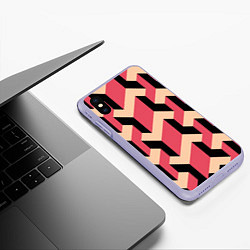 Чехол iPhone XS Max матовый Объемный геометрический узор geometry, цвет: 3D-светло-сиреневый — фото 2