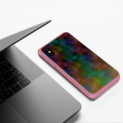 Чехол iPhone XS Max матовый Неоновый сетчатый узор, цвет: 3D-малиновый — фото 2