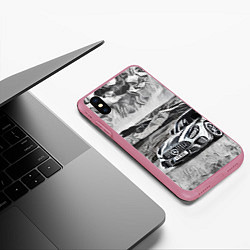 Чехол iPhone XS Max матовый Мерседес на природе, цвет: 3D-малиновый — фото 2