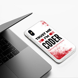 Чехол iPhone XS Max матовый Trust me Im coder white, цвет: 3D-белый — фото 2