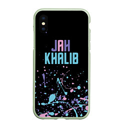 Чехол iPhone XS Max матовый Jah Khalib - краска, цвет: 3D-салатовый