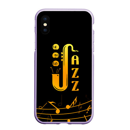 Чехол iPhone XS Max матовый Jazz - ноты / 3D-Светло-сиреневый – фото 1