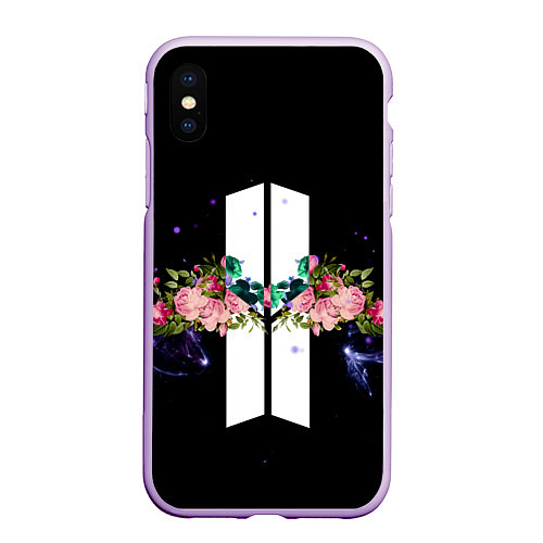 Чехол iPhone XS Max матовый BTS Flowers In Space / 3D-Сиреневый – фото 1