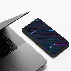 Чехол iPhone XS Max матовый Неоновая трёхмерная мозаика, цвет: 3D-черный — фото 2