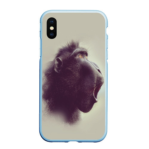 Чехол iPhone XS Max матовый Удивленная обезьяна / 3D-Голубой – фото 1