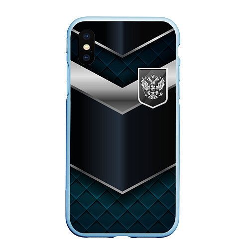 Чехол iPhone XS Max матовый Silver Russia / 3D-Голубой – фото 1