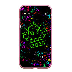 Чехол iPhone XS Max матовый League Of Legends: Arcane neon, цвет: 3D-розовый