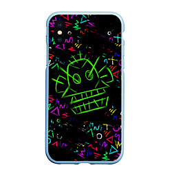 Чехол iPhone XS Max матовый League Of Legends: Arcane neon, цвет: 3D-голубой
