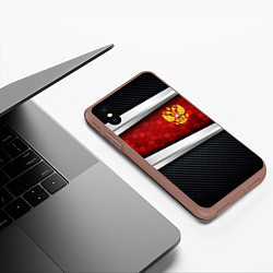 Чехол iPhone XS Max матовый Black & red Russia, цвет: 3D-коричневый — фото 2