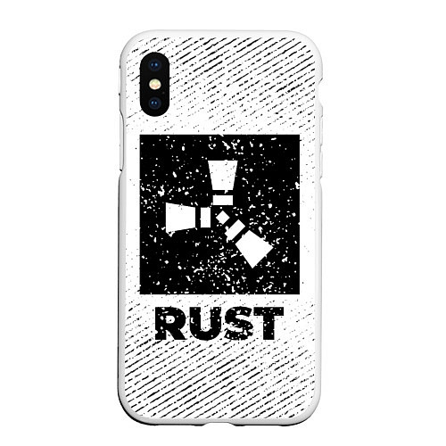 Чехол iPhone XS Max матовый Rust с потертостями на светлом фоне / 3D-Белый – фото 1