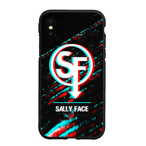 Чехол iPhone XS Max матовый Sally Face в стиле glitch и баги графики на темном / 3D-Черный – фото 1