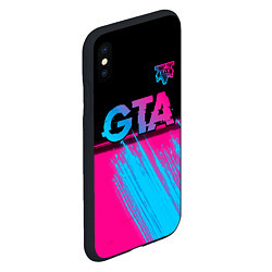 Чехол iPhone XS Max матовый GTA - neon gradient: символ сверху, цвет: 3D-черный — фото 2