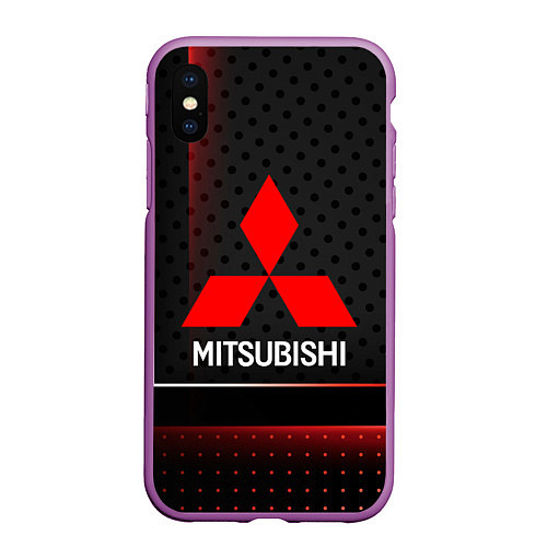 Чехол iPhone XS Max матовый Mitsubishi Абстракция карбон / 3D-Фиолетовый – фото 1