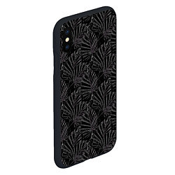 Чехол iPhone XS Max матовый Белые контуры тропических листьев на черном, цвет: 3D-черный — фото 2
