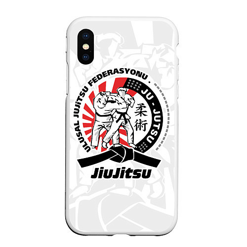 Чехол iPhone XS Max матовый Jiujitsu emblem Джиу-джитсу / 3D-Белый – фото 1