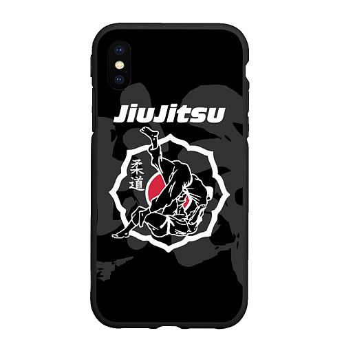 Чехол iPhone XS Max матовый Jiu-jitsu throw logo / 3D-Черный – фото 1