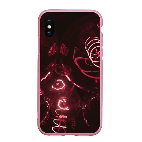 Чехол iPhone XS Max матовый Неоновые тусклые фонари / 3D-Розовый – фото 1
