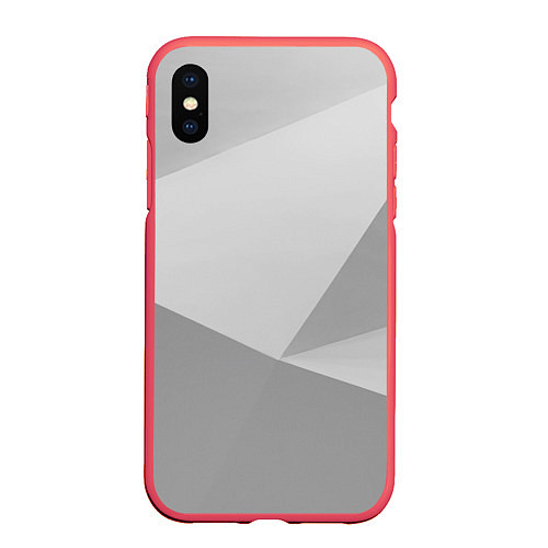 Чехол iPhone XS Max матовый Геометрические серые фигуры / 3D-Красный – фото 1