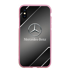 Чехол iPhone XS Max матовый Mercedes Карбон, цвет: 3D-розовый