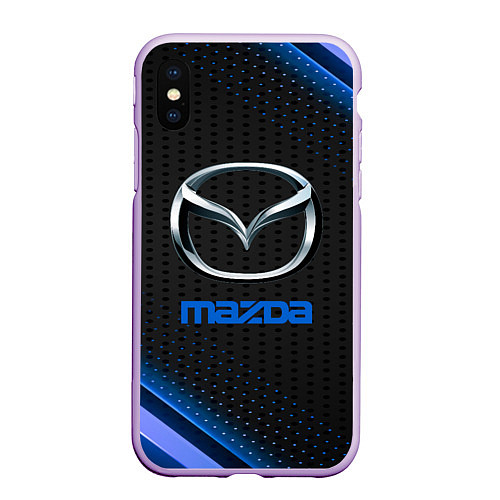 Чехол iPhone XS Max матовый Mazda Абстракция карбон / 3D-Сиреневый – фото 1