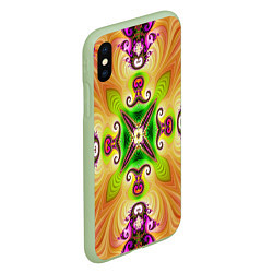 Чехол iPhone XS Max матовый Яркий фрактальный узор, цвет: 3D-салатовый — фото 2