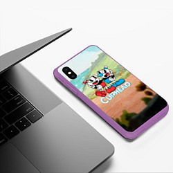 Чехол iPhone XS Max матовый Cuphead природа, цвет: 3D-фиолетовый — фото 2