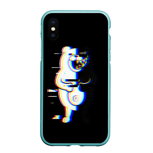 Чехол iPhone XS Max матовый Danganronpa monokuma glitch / 3D-Мятный – фото 1