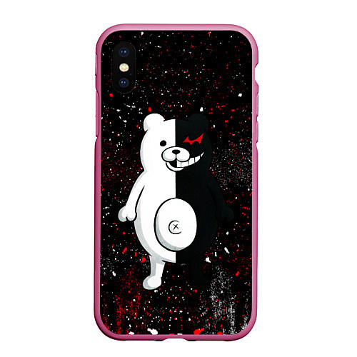 Чехол iPhone XS Max матовый Monokuma paint / 3D-Малиновый – фото 1