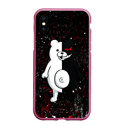 Чехол iPhone XS Max матовый Monokuma paint, цвет: 3D-малиновый