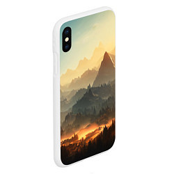 Чехол iPhone XS Max матовый Рассвет в горах, пейзаж, цвет: 3D-белый — фото 2