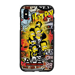 Чехол iPhone XS Max матовый Simpsons & Punks not dead! Motto!, цвет: 3D-черный