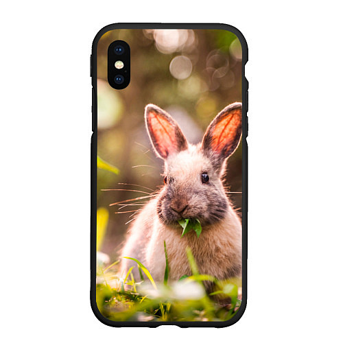 Чехол iPhone XS Max матовый Милый кролик / 3D-Черный – фото 1