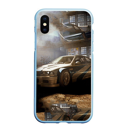 Чехол iPhone XS Max матовый Nfs most wanted bmw / 3D-Голубой – фото 1