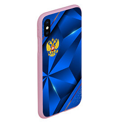 Чехол iPhone XS Max матовый Герб РФ на синем объемном фоне, цвет: 3D-розовый — фото 2