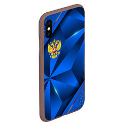 Чехол iPhone XS Max матовый Герб РФ на синем объемном фоне, цвет: 3D-коричневый — фото 2