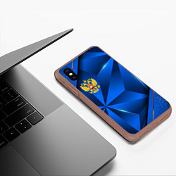 Чехол iPhone XS Max матовый Герб РФ на синем объемном фоне, цвет: 3D-коричневый — фото 2