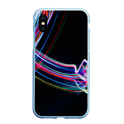 Чехол iPhone XS Max матовый Неоновые линии во тьме, цвет: 3D-голубой