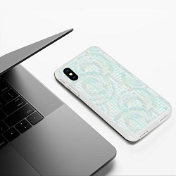 Чехол iPhone XS Max матовый Круги на клетчатом серо-белом фоне, цвет: 3D-белый — фото 2