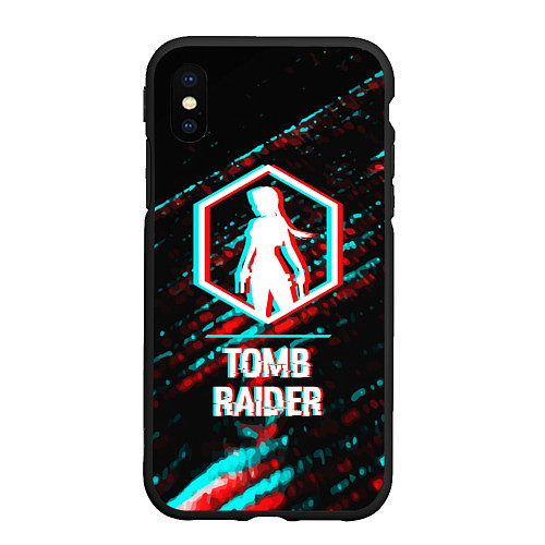 Чехол iPhone XS Max матовый Tomb Raider в стиле glitch и баги графики на темно / 3D-Черный – фото 1