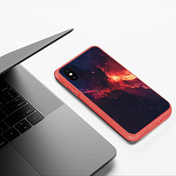 Чехол iPhone XS Max матовый Красивая космическая туманность, цвет: 3D-красный — фото 2