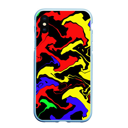 Чехол iPhone XS Max матовый Яркие абстрактные краски / 3D-Голубой – фото 1