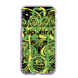 Чехол iPhone XS Max матовый Capoeira pattern, цвет: 3D-сиреневый