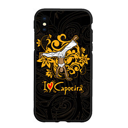 Чехол iPhone XS Max матовый I love Capoeira fighter, цвет: 3D-черный