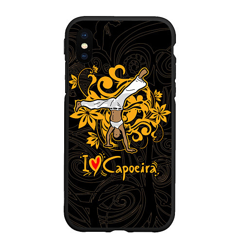 Чехол iPhone XS Max матовый I love Capoeira fighter / 3D-Черный – фото 1