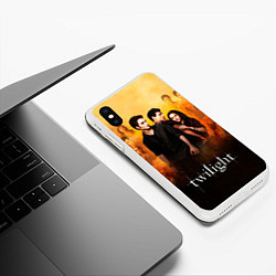 Чехол iPhone XS Max матовый Сумерки сага бежевый и черный фон, цвет: 3D-белый — фото 2