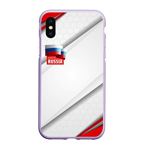 Чехол iPhone XS Max матовый Red & white флаг России / 3D-Светло-сиреневый – фото 1