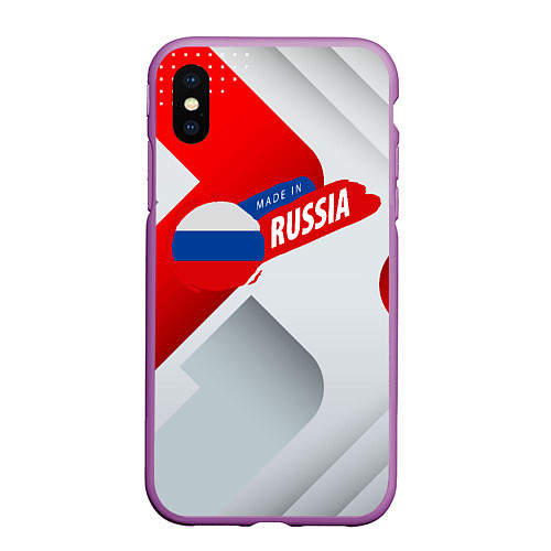 Чехол iPhone XS Max матовый Welcome to Russia red & white / 3D-Фиолетовый – фото 1