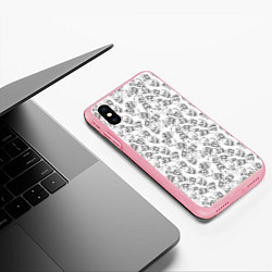 Чехол iPhone XS Max матовый Череп штрихованный, цвет: 3D-баблгам — фото 2