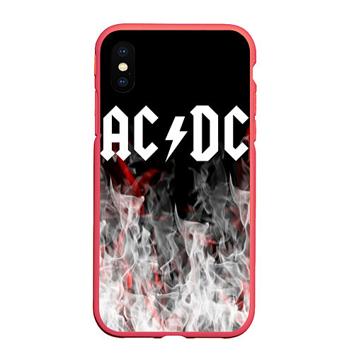 Чехол iPhone XS Max матовый AC DC огонь-пламя / 3D-Красный – фото 1