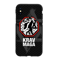 Чехол iPhone XS Max матовый Krav-maga octagon, цвет: 3D-черный